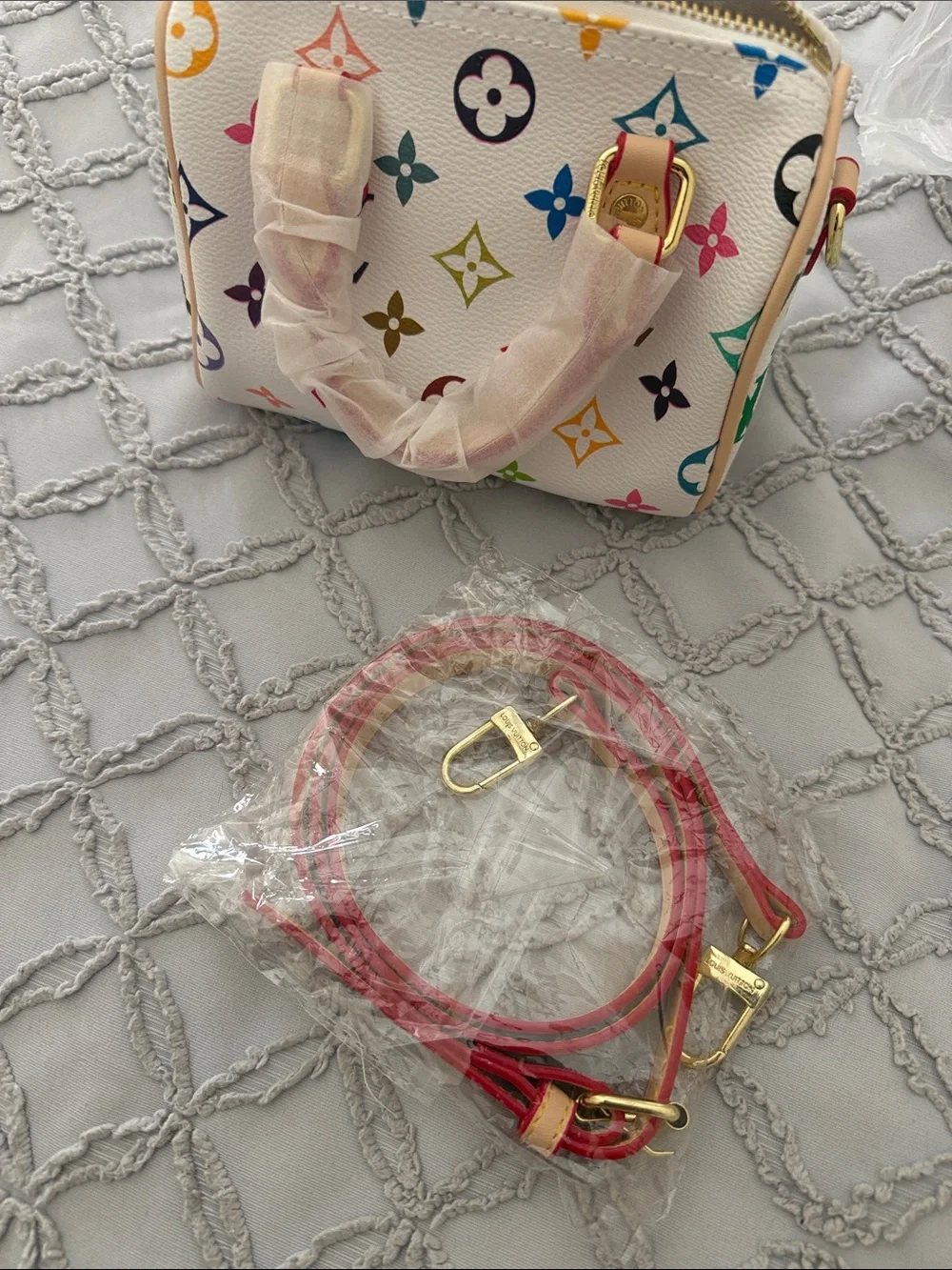 Louis Vuitton White Multicolor Monogram Satchel